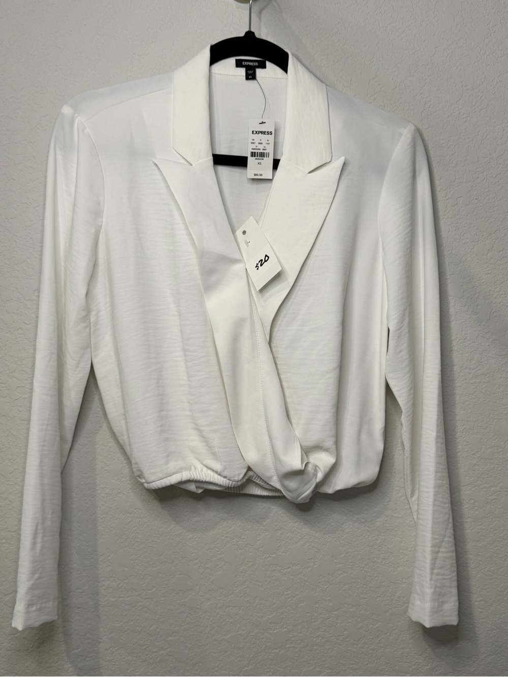 Express White Draped Twist-Front Blouse